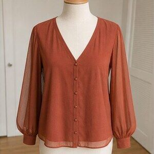 Rust Tie Neck Blouse